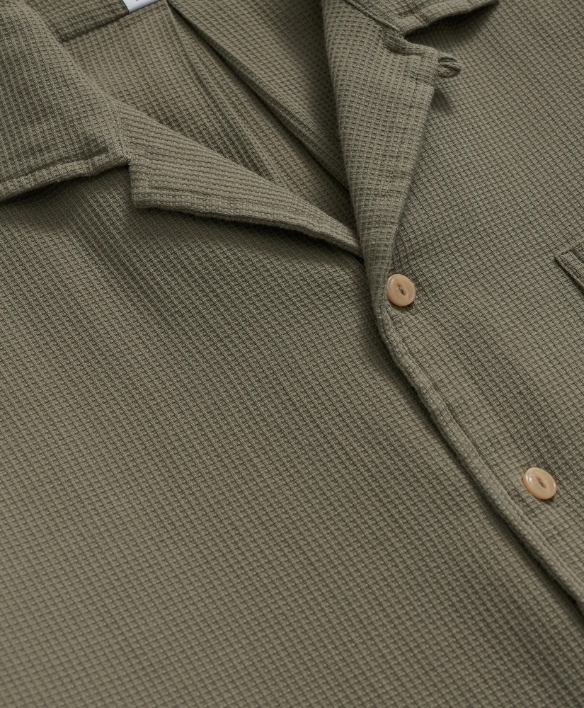 Cotton Camp Collar, Waffle Weave Short-Sleeve Shirt, image 6