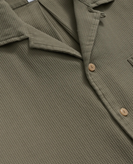 Cotton Camp Collar, Waffle Weave Short-Sleeve Shirt, image 6