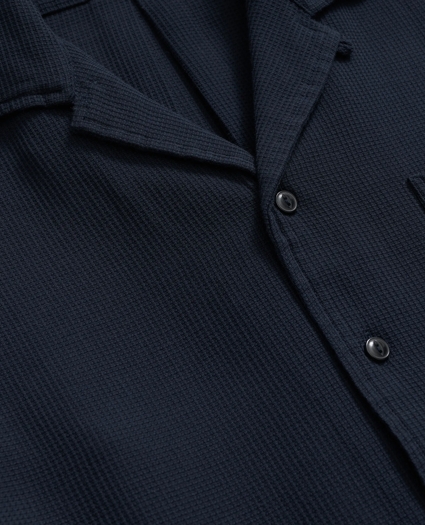 Cotton Camp Collar, Waffle Weave Short-Sleeve Shirt, image 2