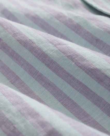 Irish Linen Camp Collar, Striped Short-Sleeve Shirt, image 3