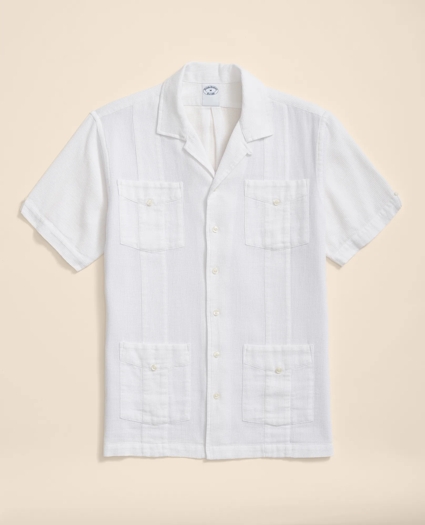 Cotton Guayabera Waffle-Weave Short-Sleeve Shirt, image 1