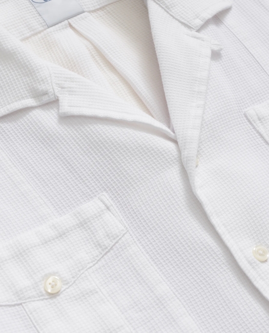Cotton Guayabera Waffle-Weave Short-Sleeve Shirt