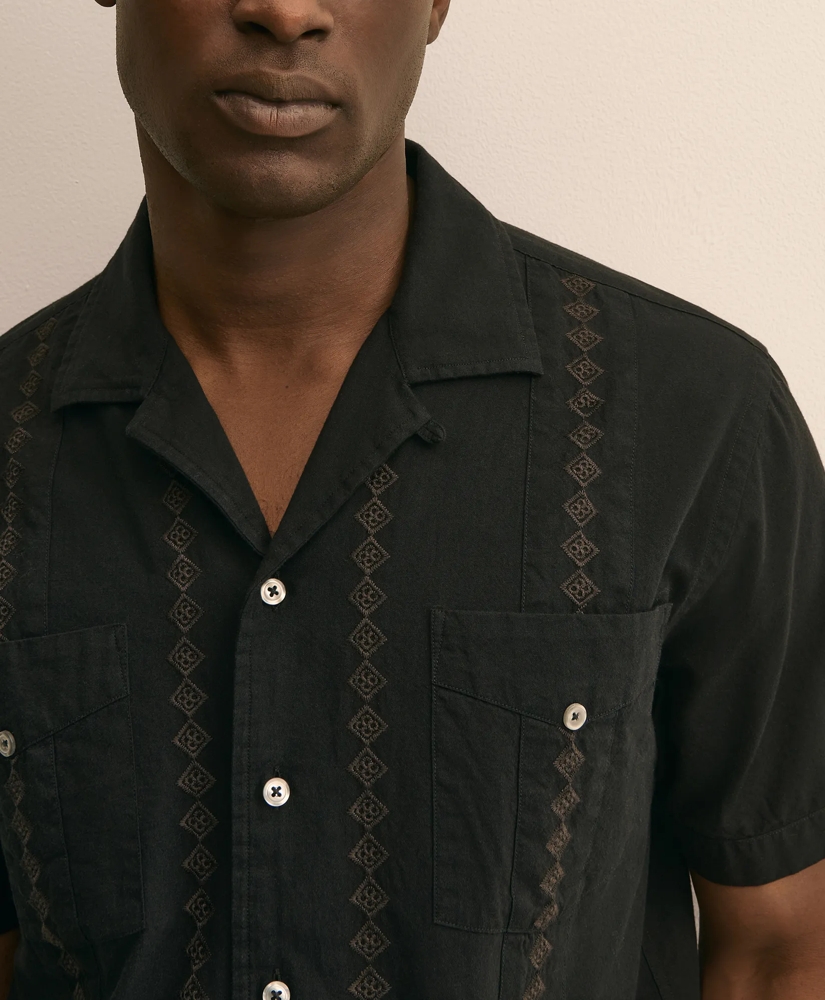 Cotton Guayabera Embroidered Short-Sleeve Shirt, image 2