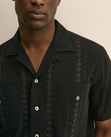 Cotton Guayabera Embroidered Short-Sleeve Shirt, image 2