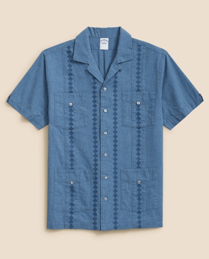 Cotton Guayabera Embroidered Short-Sleeve Shirt, image 1