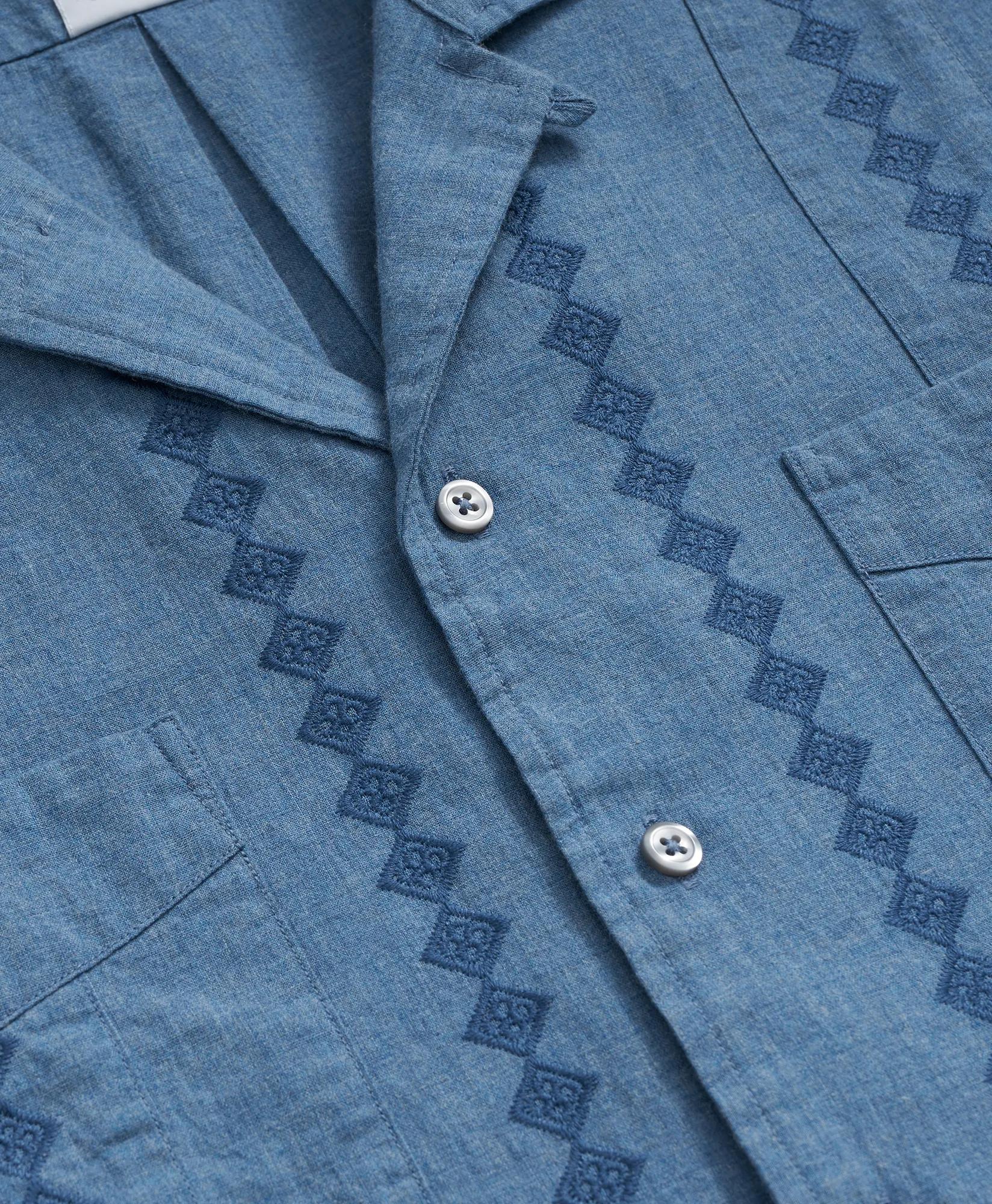Cotton Guayabera Embroidered Short-Sleeve Shirt