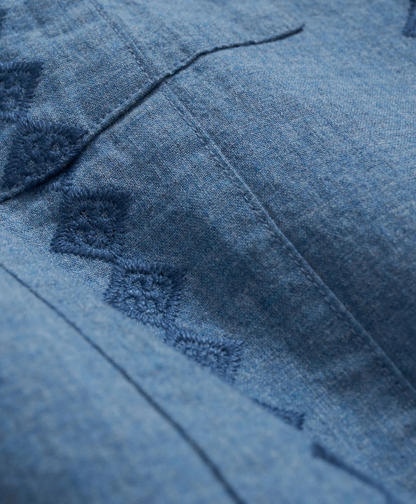 Cotton Guayabera Embroidered Short-Sleeve Shirt, image 3