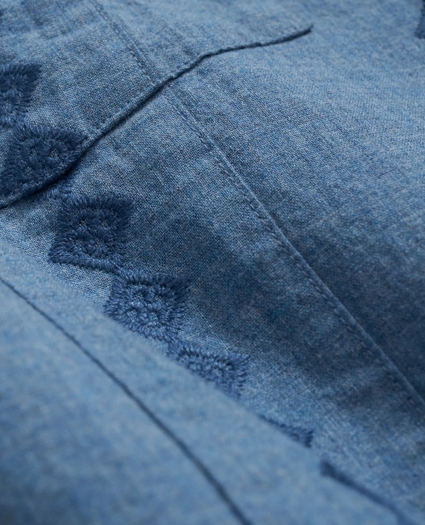 Cotton Guayabera Embroidered Short-Sleeve Shirt, image 3