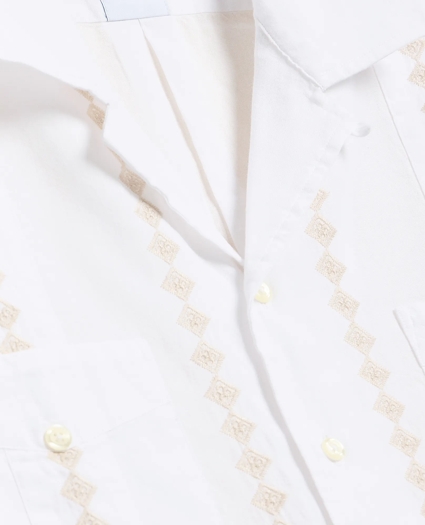 Cotton Guayabera Embroidered Short-Sleeve Shirt, image 2