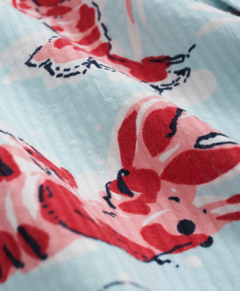 Cotton Seersucker Camp Collar, Lobster Short-Sleeve  Shirt, image 3