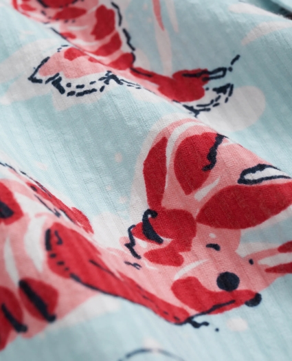 Cotton Seersucker Camp Collar, Lobster Short-Sleeve  Shirt, image 3