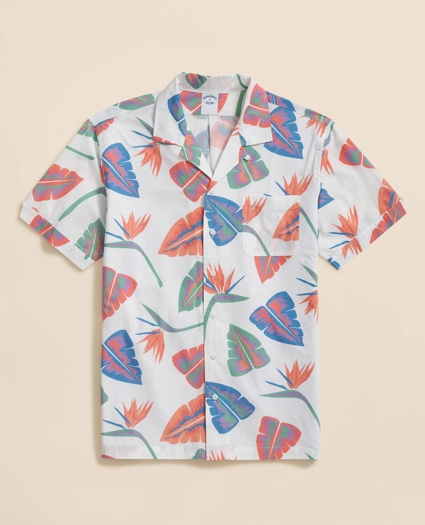 Cotton Camp Collar, Leaf Short-Sleeve Shirt, image 1