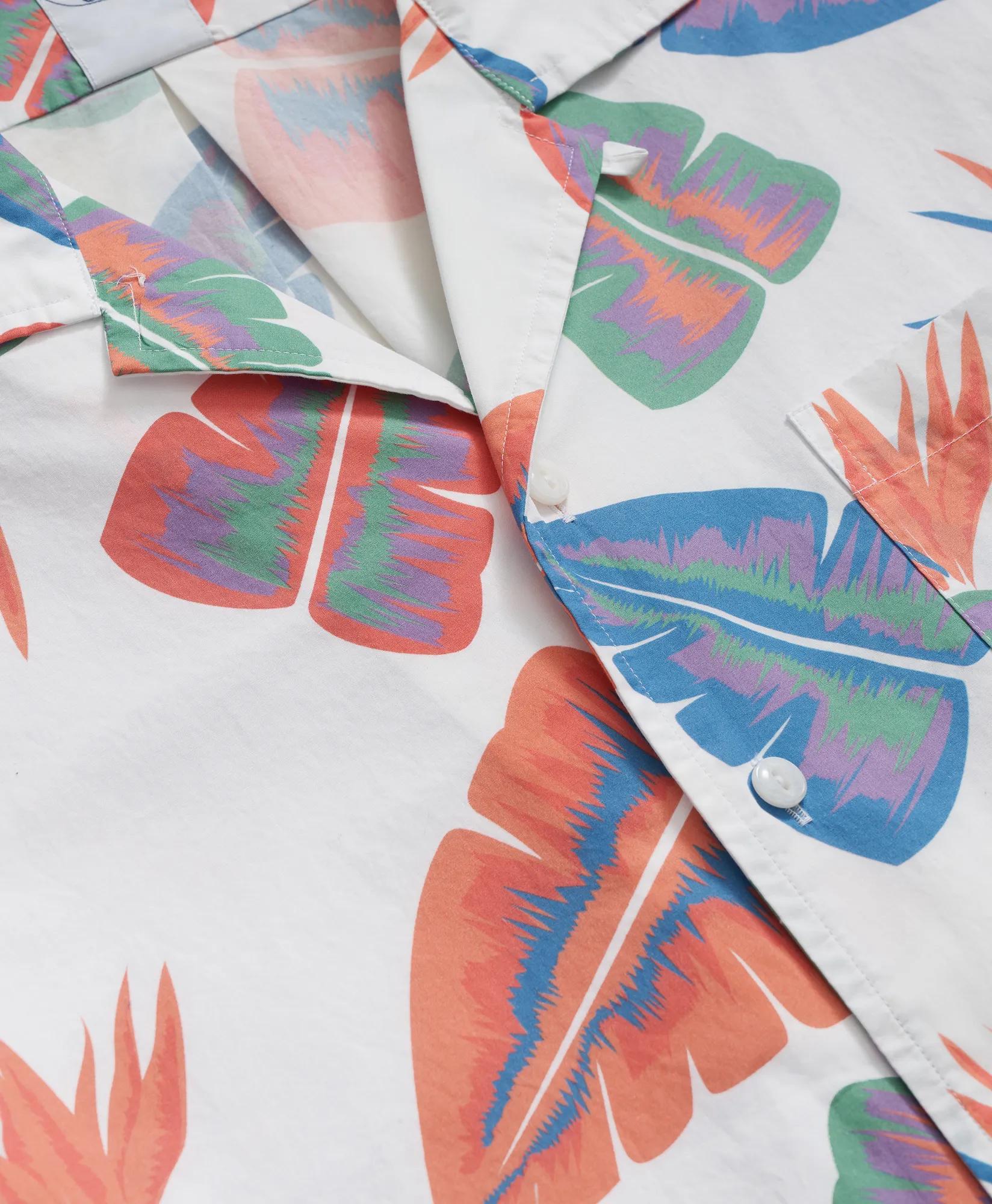Cotton Camp Collar, Leaf Short-Sleeve Shirt