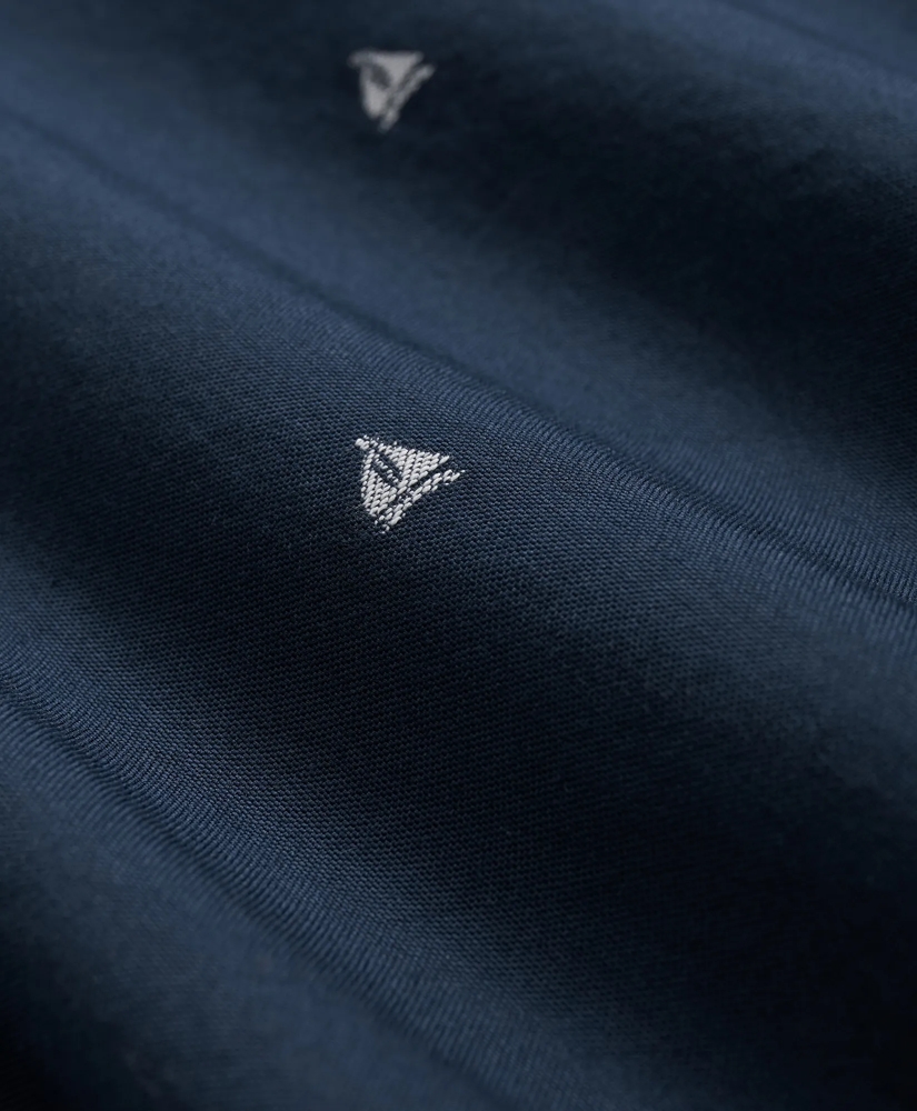Cotton Polo Button-Down Collar, Embroidered Boat Short-Sleeve Shirt, image 3