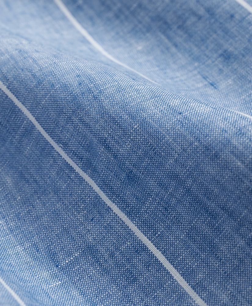 Irish Linen Polo Button Down Collar, Pinstripe Shirt, image 3