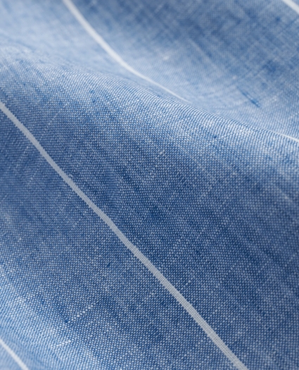 Irish Linen Polo Button Down Collar, Pinstripe Shirt, image 3