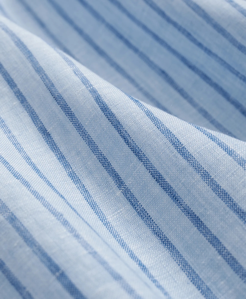 Irish Linen Polo Button Down Collar, Striped Shirt, image 3