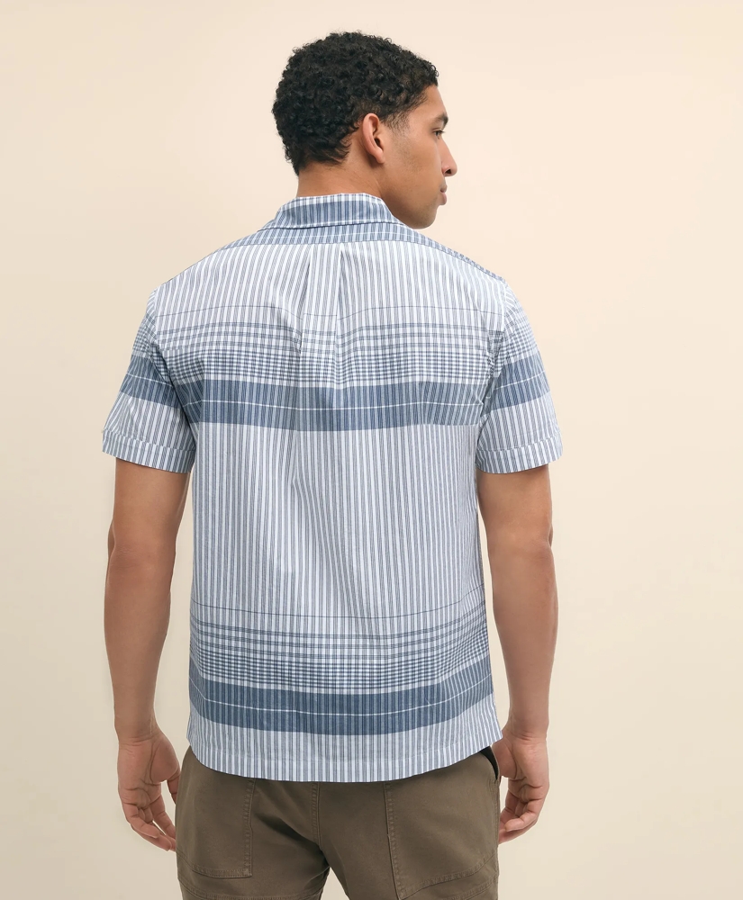 Cotton Camp Collar, Border Plaid Short-Sleeve Shirt, image 3