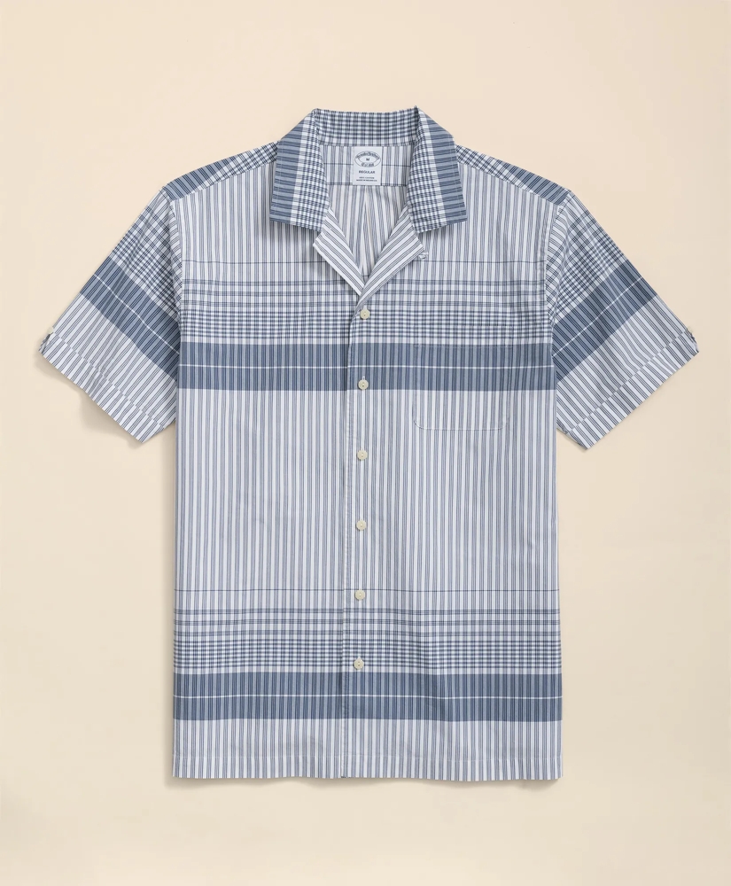 Cotton Camp Collar, Border Plaid Short-Sleeve Shirt, image 4