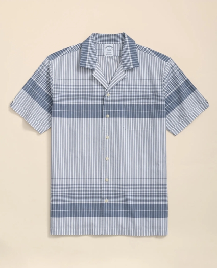 Cotton Camp Collar, Border Plaid Short-Sleeve Shirt, image 4