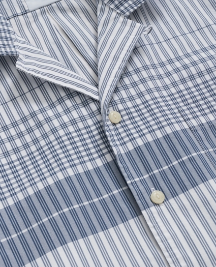 Cotton Camp Collar, Border Plaid Short-Sleeve Shirt, image 5