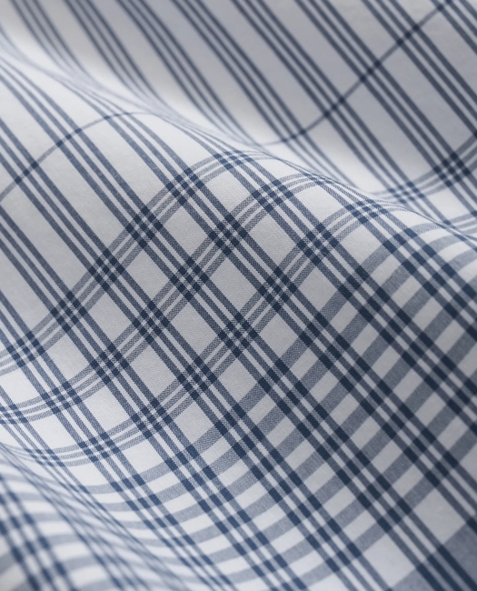 Cotton Camp Collar, Border Plaid Short-Sleeve Shirt