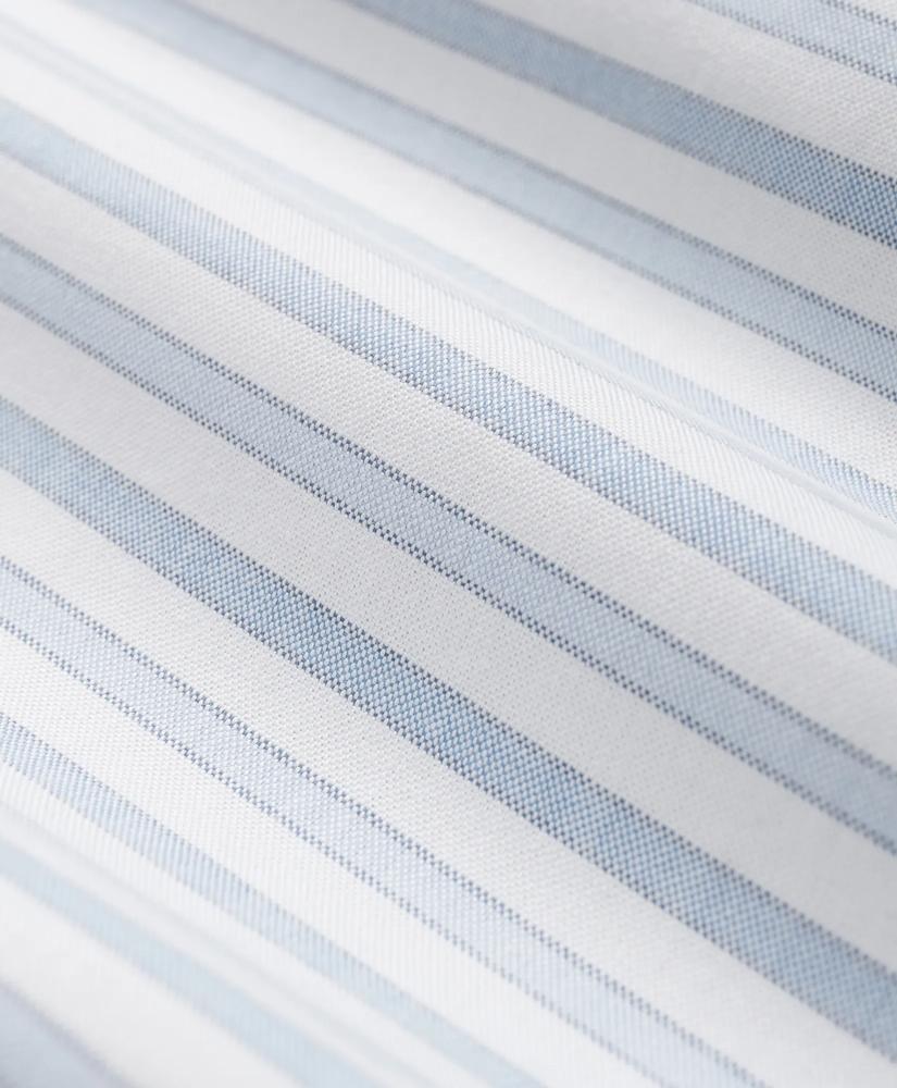 Stretch Cotton Non-Iron Oxford Polo Button-Down Collar, Outline Stripe Short-Sleeve Shirt, image 3