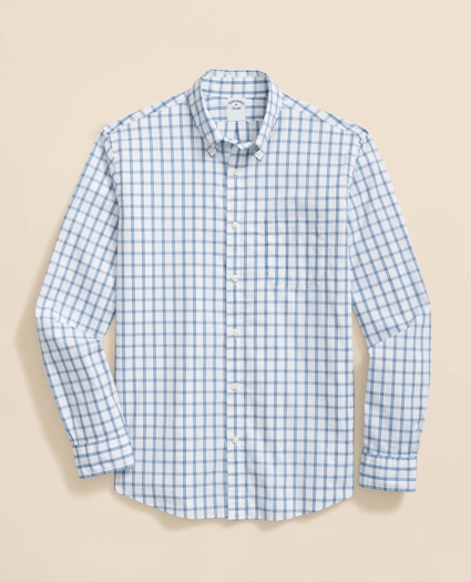 Performance Series Stretch Polo Button-Down Collar, Windowpane Sport Shirt, image 1