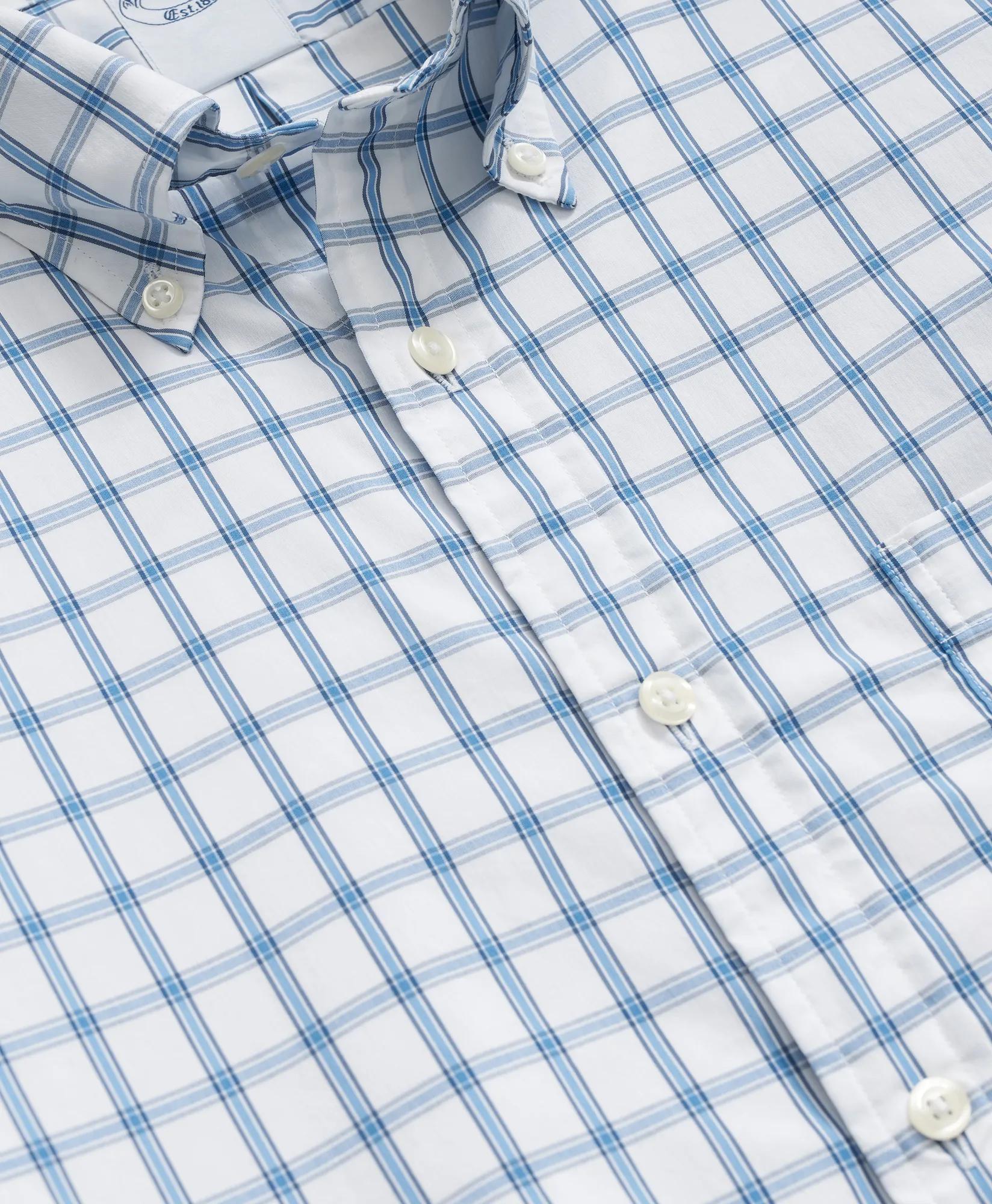 Performance Series Stretch Polo Button-Down Collar, Windowpane Sport Shirt, image 2