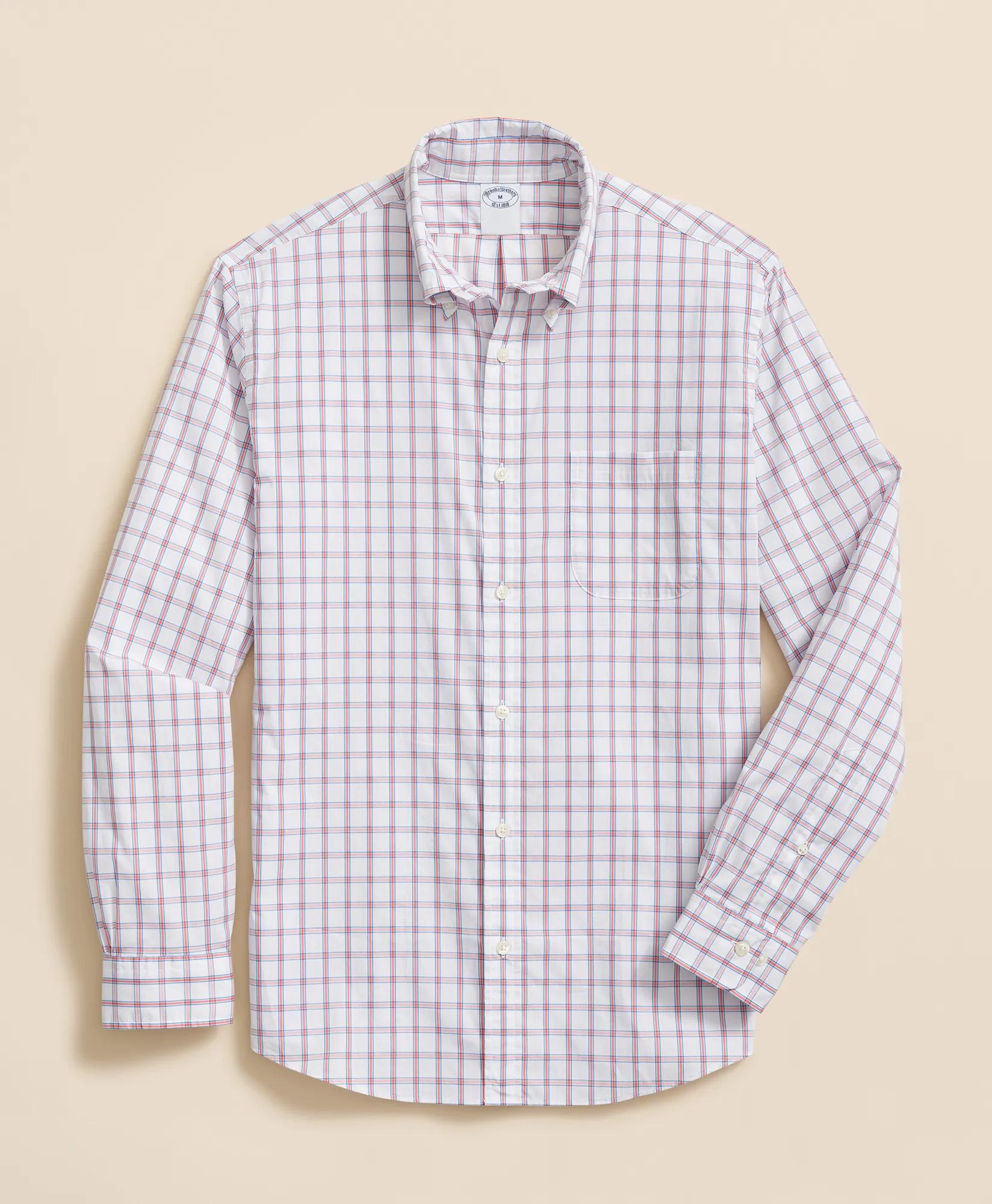 Performance Series Stretch Polo Button-Down Collar, Windowpane Sport Shirt