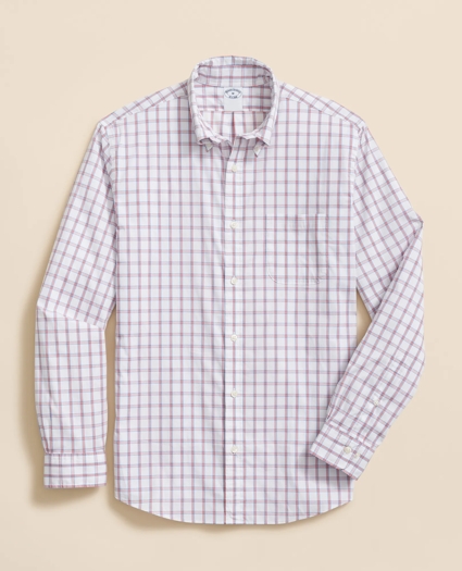 Performance Series Stretch Polo Button-Down Collar, Windowpane Sport Shirt, image 1