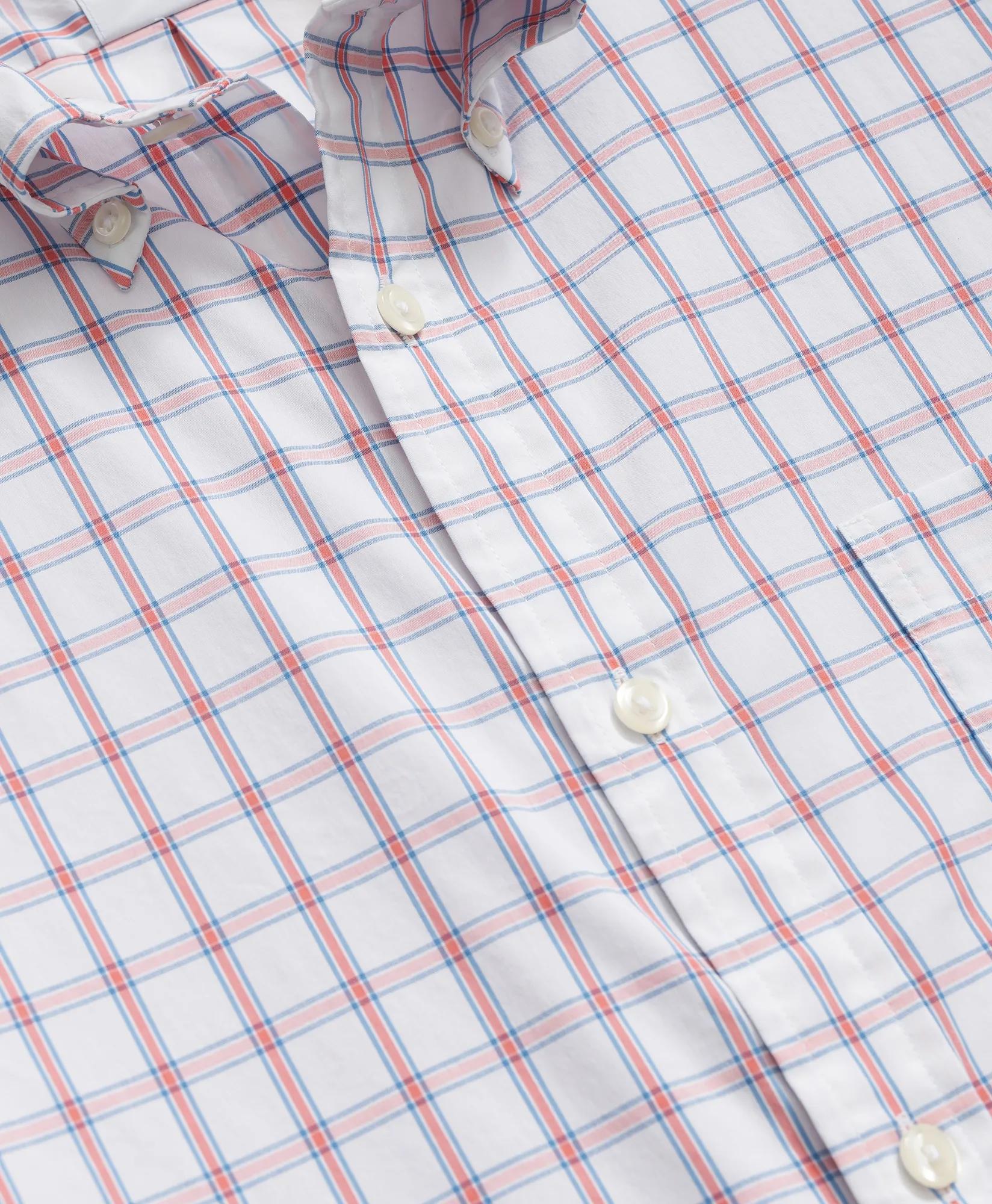 Performance Series Stretch Polo Button-Down Collar, Windowpane Sport Shirt