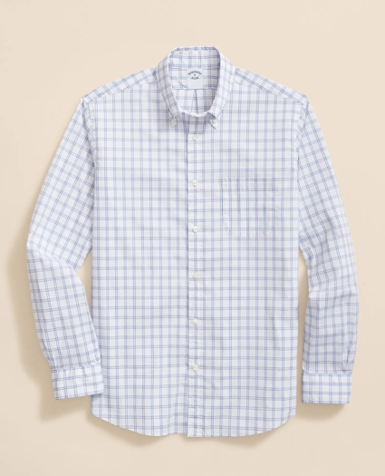 Performance Series Stretch Polo Button-Down Collar, Windowpane Sport Shirt, image 1