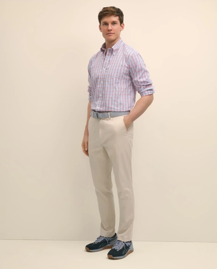 Performance Series Stretch Polo Button-Down Collar, Checked Sport Shirt, image 1