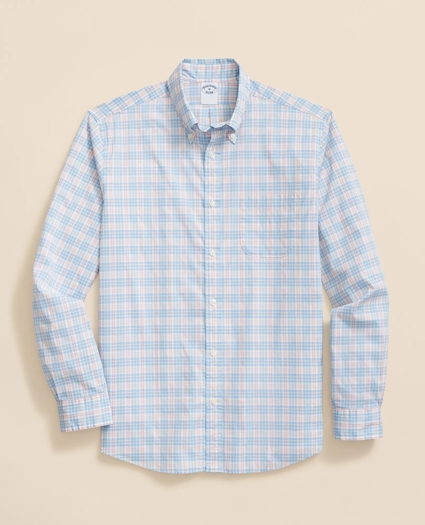 Performance Series Stretch Polo Button-Down Collar, Checked Sport Shirt, image 1
