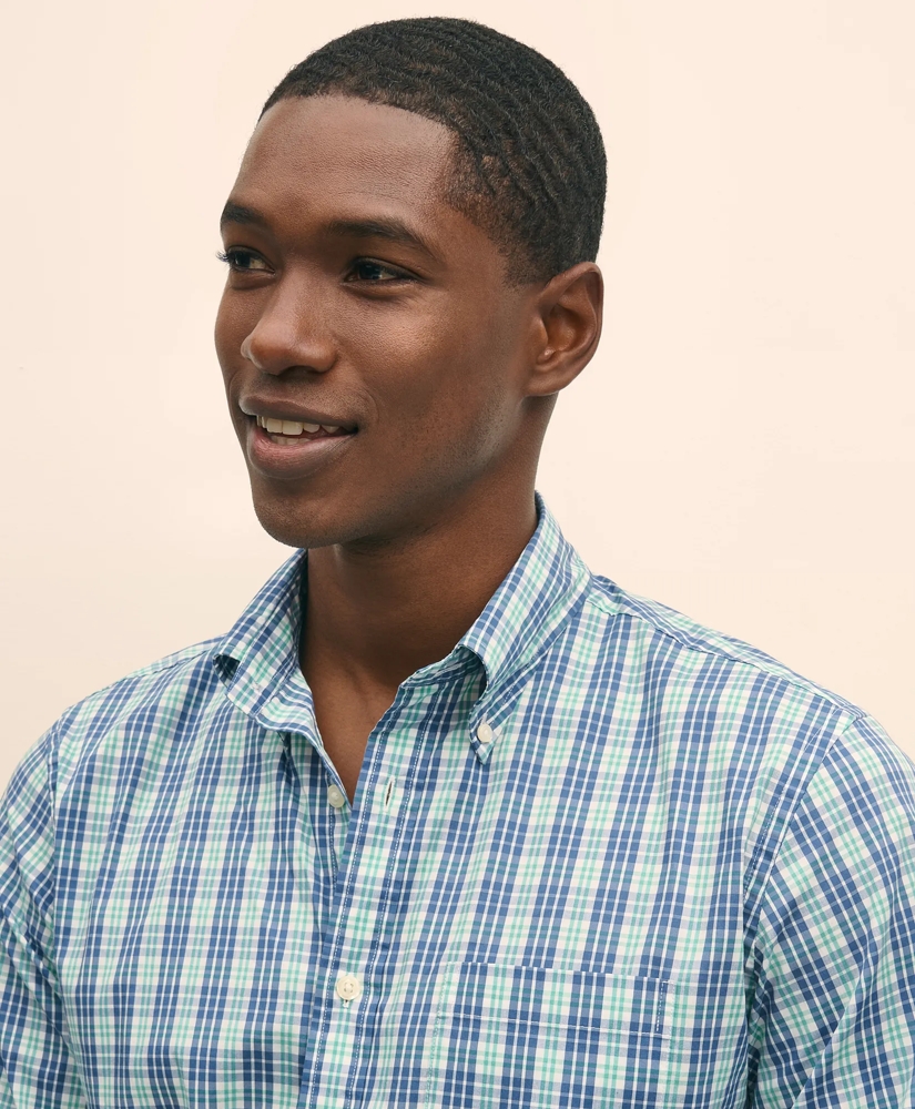 Performance Series Stretch Polo Button-Down Collar, Checked Sport Shirt, image 2