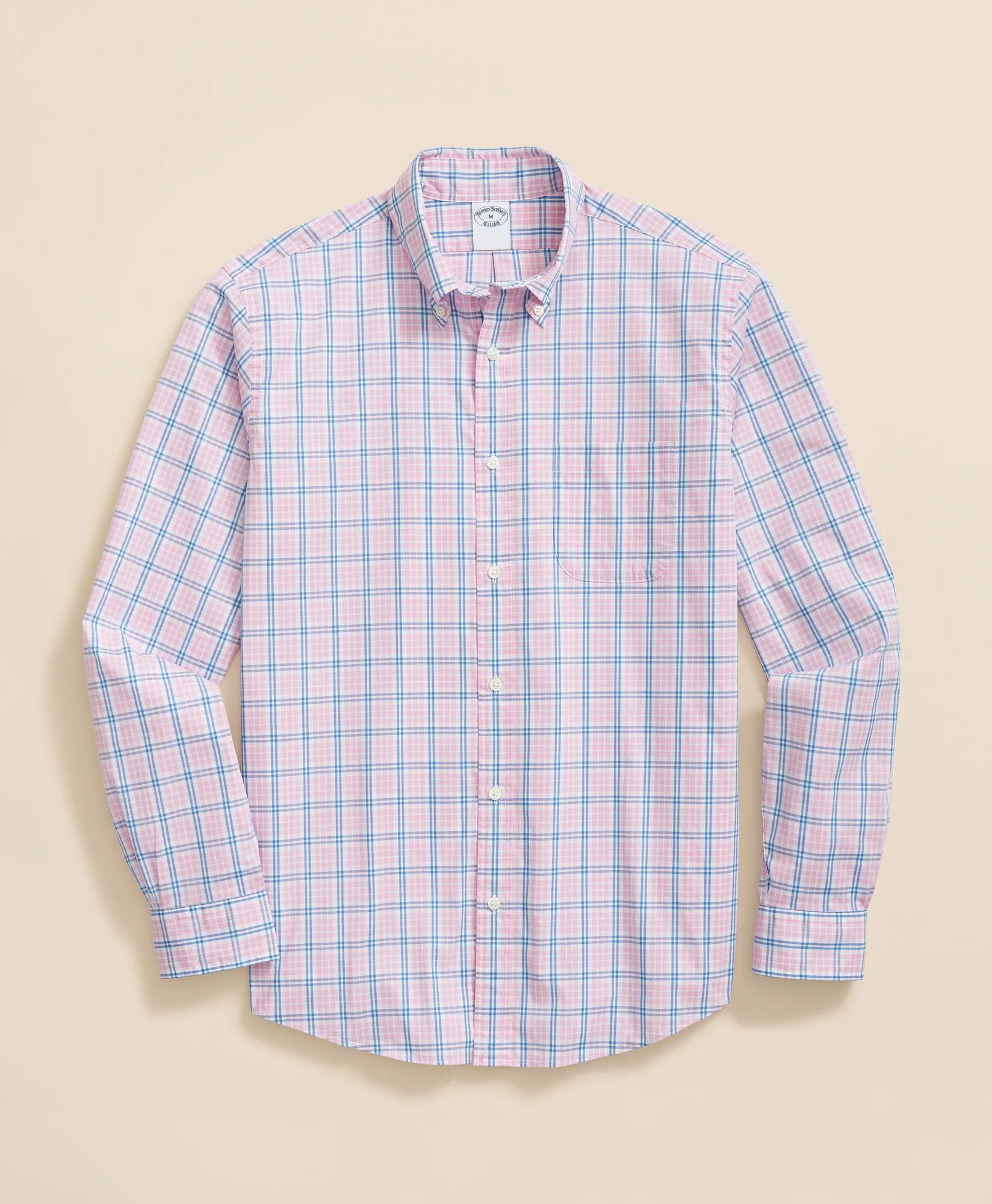 Performance Series Stretch Polo Button-Down Collar, Checked Sport Shirt