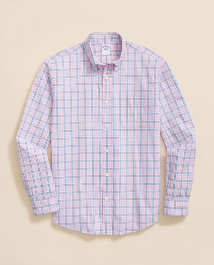 Performance Series Stretch Polo Button-Down Collar, Checked Sport Shirt, image 1