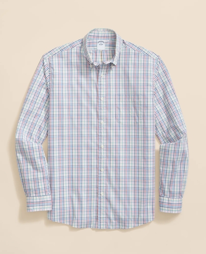 Performance Series Stretch Polo Button-Down Collar, Windowpane Sport Shirt, image 1