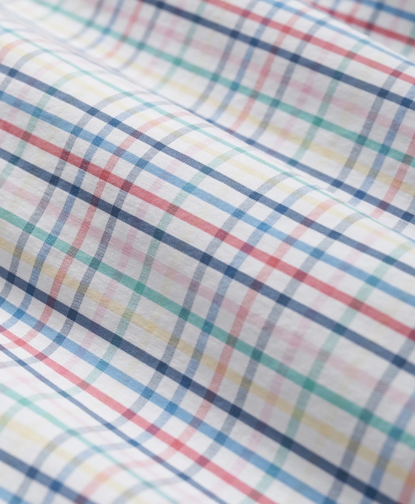 Performance Series Stretch Polo Button-Down Collar, Windowpane Sport Shirt, image 3