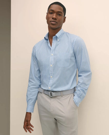 Performance Series Stretch Polo Button-Down Collar, Candy Stripe Sport Shirt, image 1