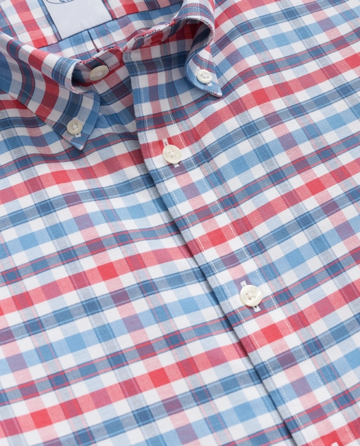 Stretch Cotton Non-Iron Oxford Polo Button Down Collar, Bold Check Shirt