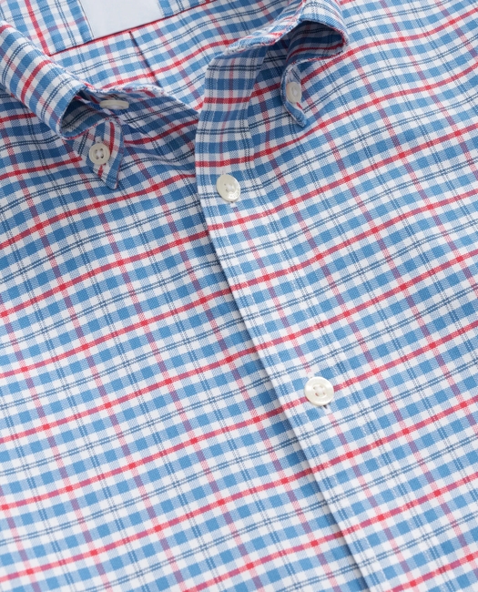 Stretch Cotton Non-Iron Oxford Polo Button Down Collar, Multi Check Shirt