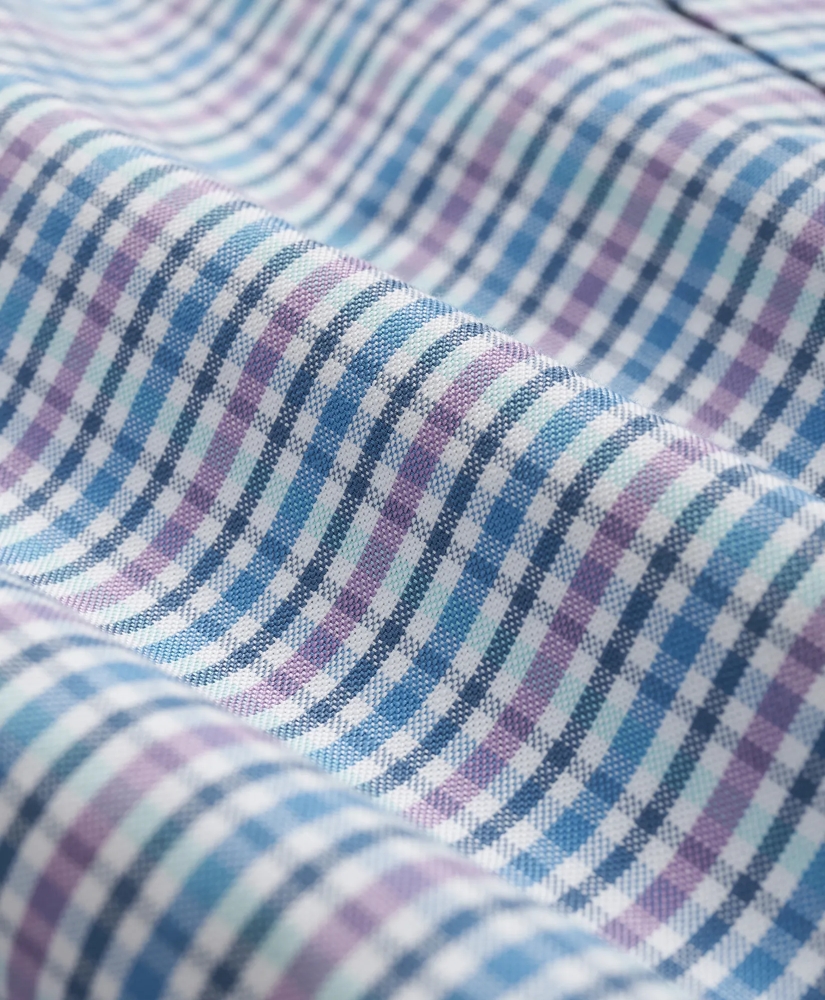Stretch Cotton Non-Iron Oxford Polo Button-Down Collar, Grid Check Shirt, image 3