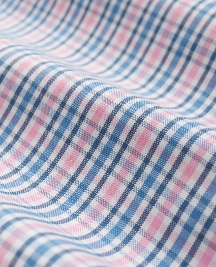 Stretch Cotton Non-Iron Oxford Polo Button-Down Collar, Grid Check Shirt, image 3