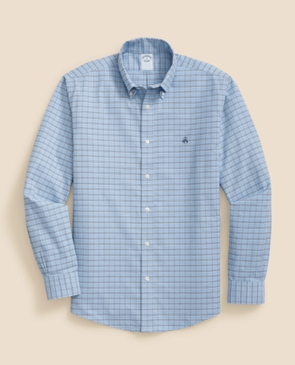 Stretch Cotton Non-Iron Oxford Polo Button Down Collar, Ground Check Shirt, image 1