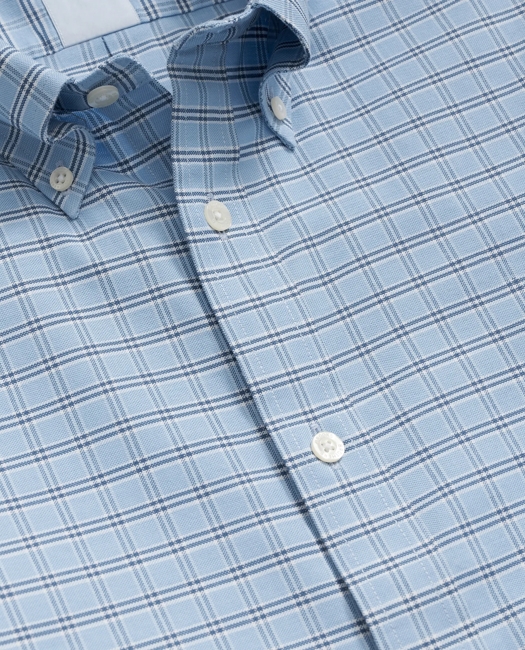 Stretch Cotton Non-Iron Oxford Polo Button Down Collar, Ground Check Shirt