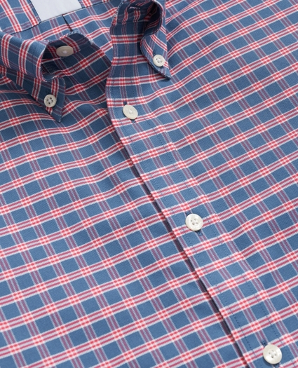 Stretch Cotton Non-Iron Oxford Polo Button Down Collar, Ground Check Shirt, image 2