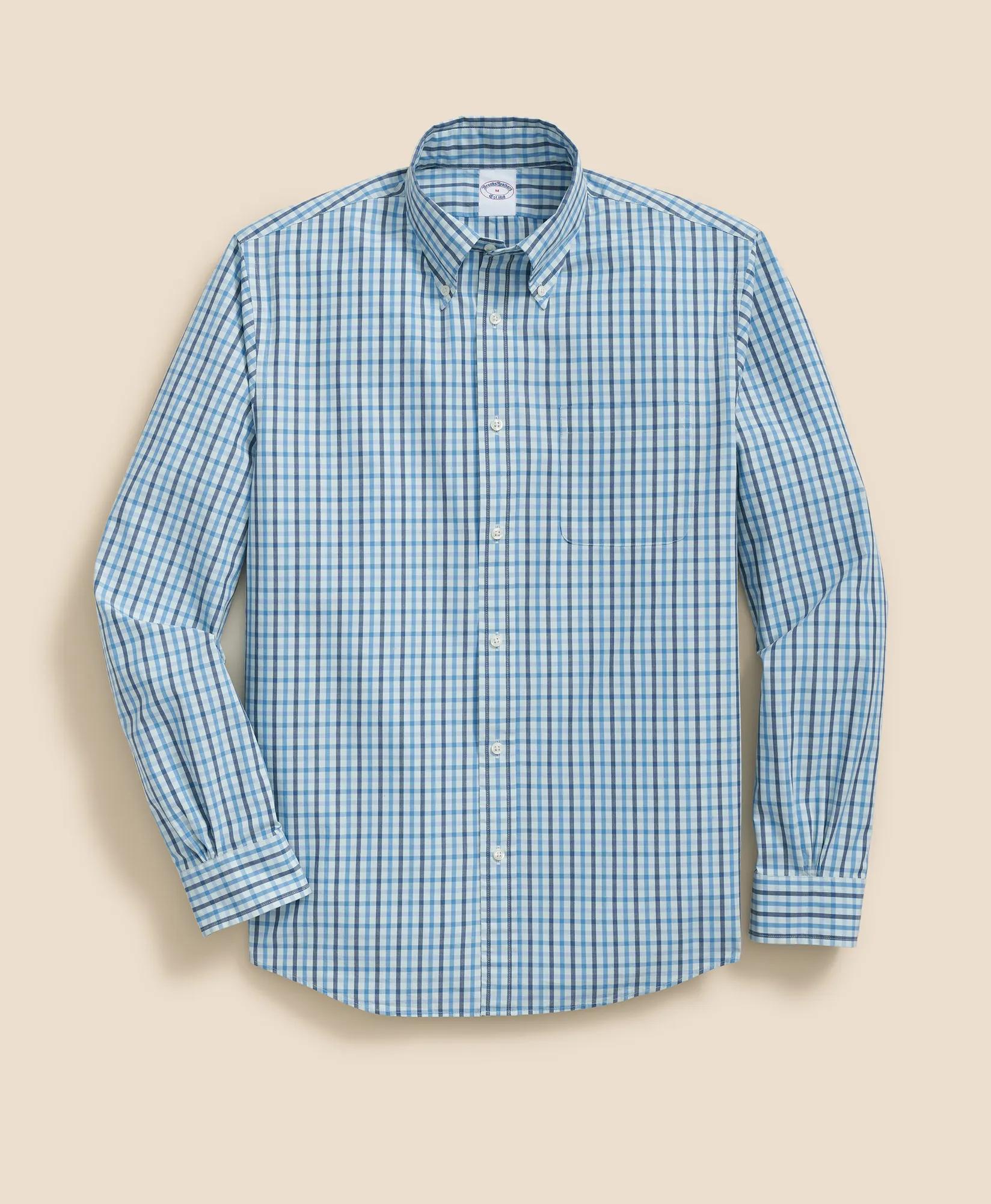 Stretch Cotton Non-Iron Polo Button Down Collar, Graph Check Shirt, image 1