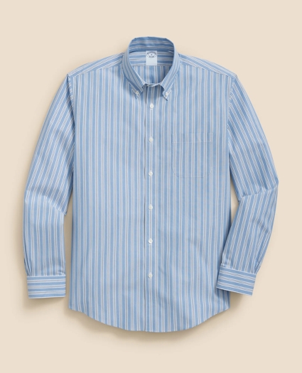 Stretch Cotton Non-Iron Polo Button Down Collar, Striped Shirt, image 1
